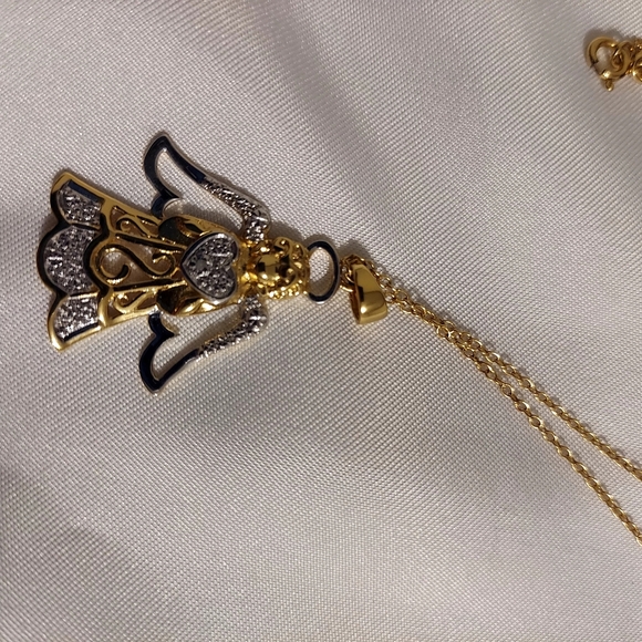 Elegant Gold and Silver Angel Pendant Necklace - Picture 1 of 1